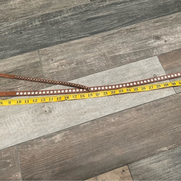 Sam Brown twist Double Silver Embellished Belt Brown Leather Medium Euro 85 $74 - Picture 6 of 7